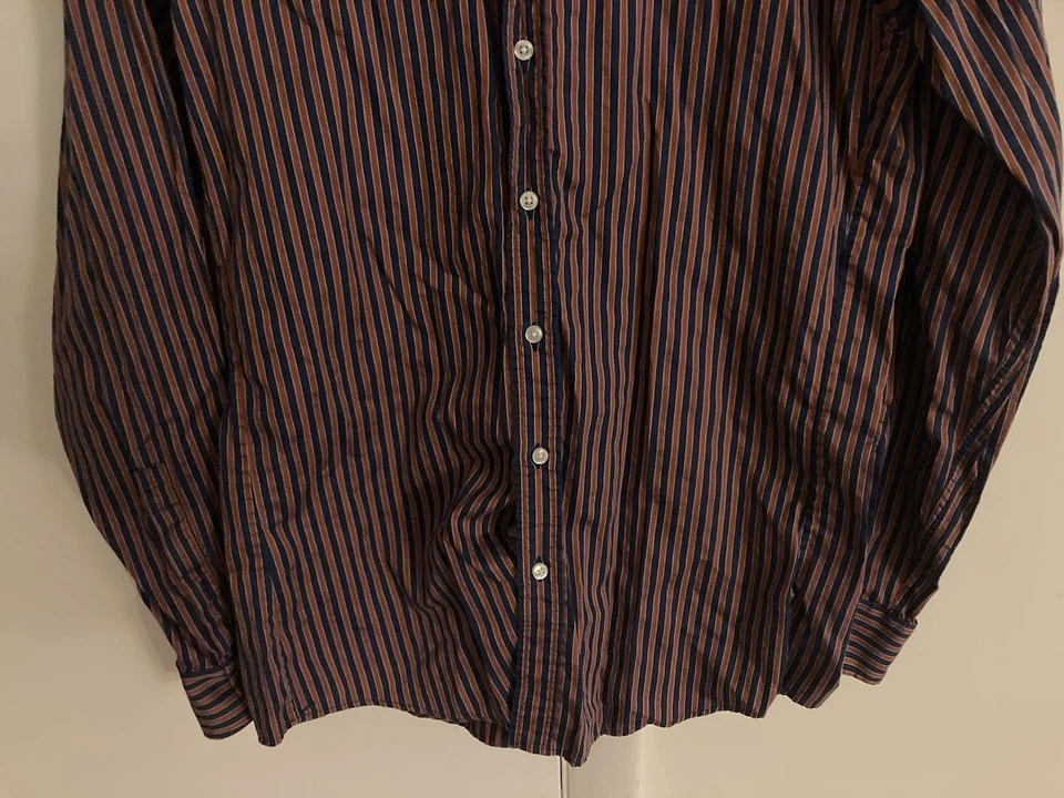 Camisa de vestir Thomas rosa ajustada talla 15,5 mediana roja/azul a rayas Foto 4 de 4