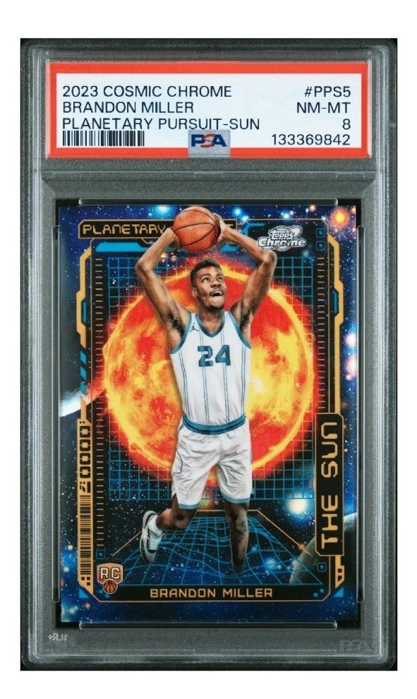 2023 COSMIC CHROME#PPS5 BRANDON MILLER HORNETS PLANETARY PURSUIT -SUN PSA 8
