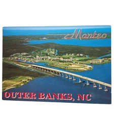 Postcard Manteo North Carolina Washington Baum Bridge Outer Banks Aerial View