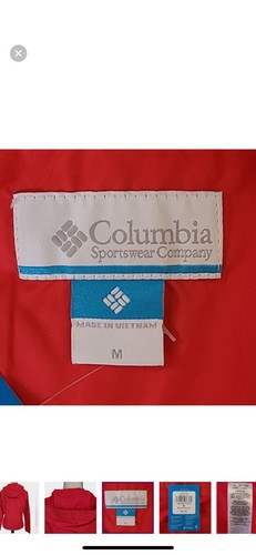 COLUMBIA WOMEN'S RED ZIP UP LONG SLEEVE PACKABLE HOODED RAIN JACKET SIZE M - Afbeelding 4 van 5