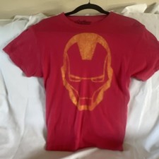 Marvel Avengers Assemble Iron Man Mask Graphic Red T-Shirt, Size S