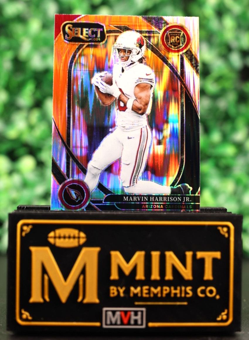 Marvin Harrison Jr 2024 Select Club Level Orange and Black Shock Cardinals RC