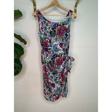 Vintage Joni Blair Asymmetrical Floral Tie Mini Dress Size 9 Juniors Women's Sm