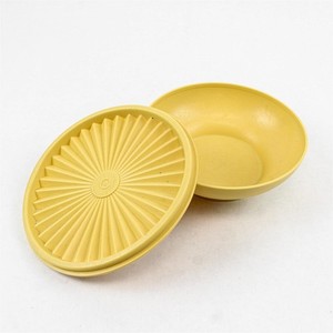 Vintage Tupperware Salad Serving Bowl 890-13 with Lid Harvest Gold 10in