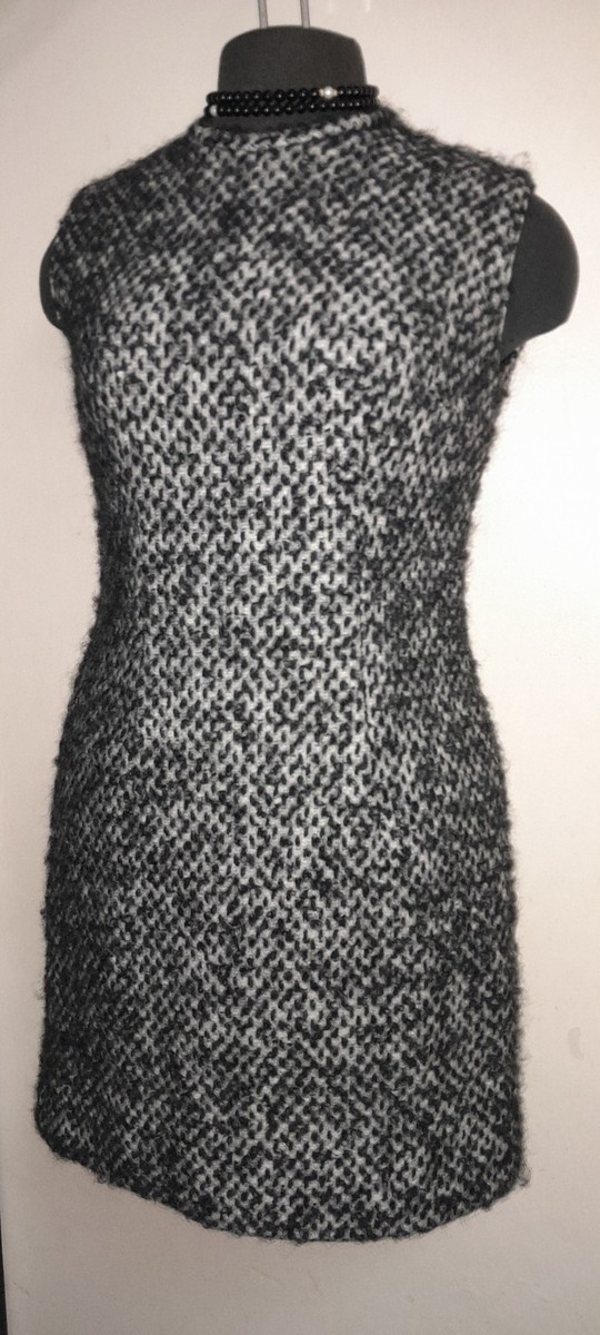 Vtg 60s Mod Twiggy Gogo Scooter Mini Black White SOFT Wool Knobby