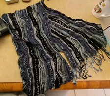 Black Silver And Gray Scarf 95 Rayon 68 L" Long