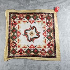 Vintage Fashion Bandana Scarf Brown Geometric Aztec Southwest Tribal USA 80s New