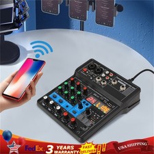 Mini Audio Mixer Bluetooth USB DJ Console 4 Channel Karaoke Live Studio 24 DSP