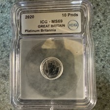 2020 Britannia Platinum Coin 1/10th oz In ICG slab Graded MS69!