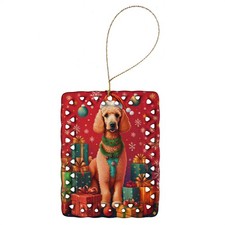 Poodle Christmas Dog Porcelain Ornament