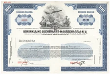 Koninklijke Luchtvaart Maatschappij N.V. Stock Certificate.