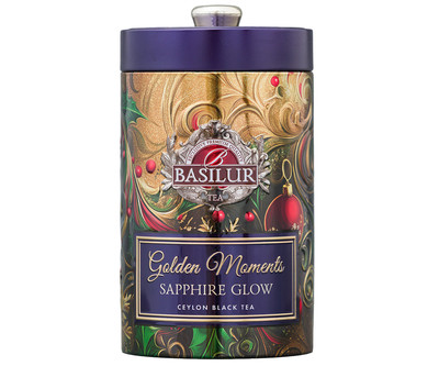 Basilur Ceylon Tea Sapphire Tin Caddy- 100g Loose Leaf Black Tea- Christmas gift