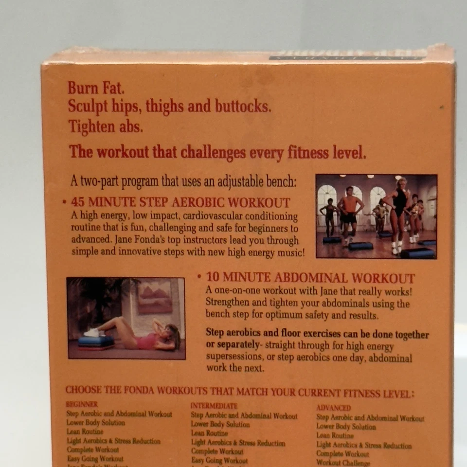 Vintage Jane Fonda Step Aerobic Abdominal Workout VHS 1992 Sealed Exercise Tape - Image 4 of 4