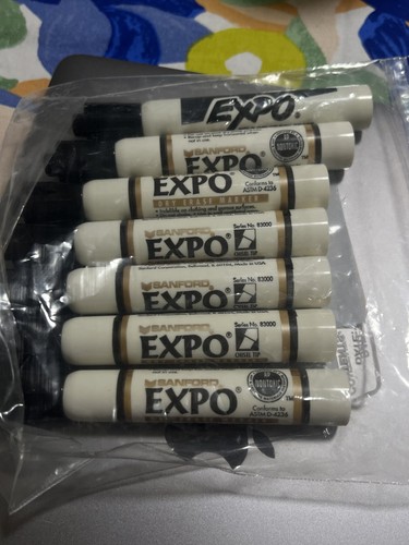 Lot of Vintage Expo Dry Erase Sanford Marker Black 83000 USA Smells