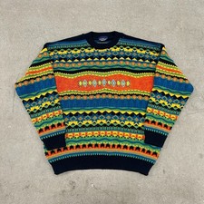 Vintage The Sweater Shop United Kingdom Mens Large Multicolor Geometric Print 3D