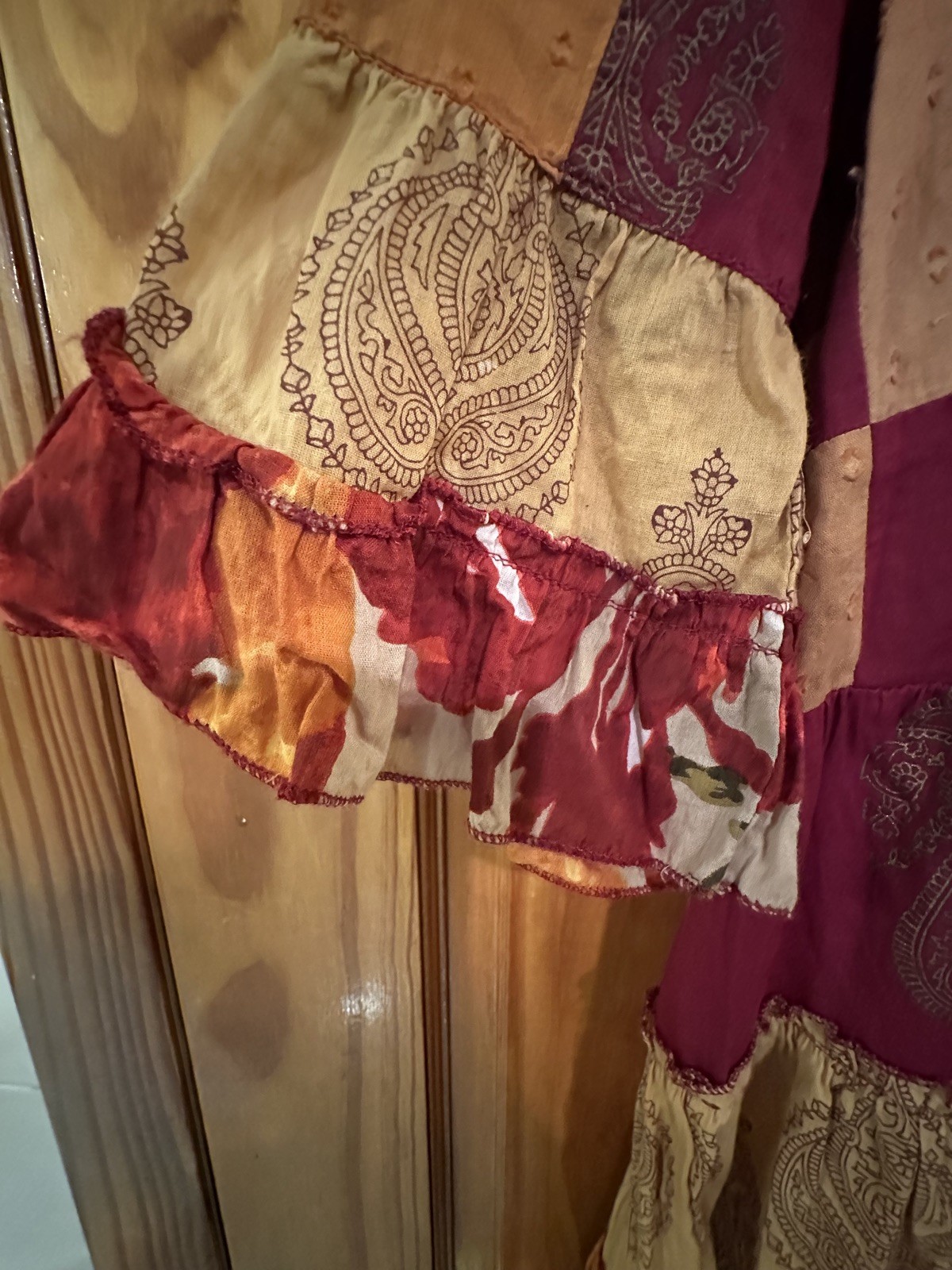 Indigo Thread Co. Patchwork Boho Tunic Top,  3/4 … - image 4