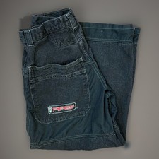 VINTAGE Lee PIPES Boys Large Black Denim Cargo Wide Leg Pants 90s Y2K Skater