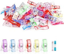 Premium Sewing Clips 50pcs – Quilting Fabric Clips Assorted Colors + 2 Rulers