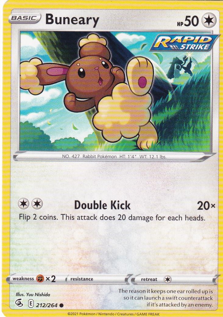 Buneary 212/264 Common Fusion Strike Pokemon Near Mint