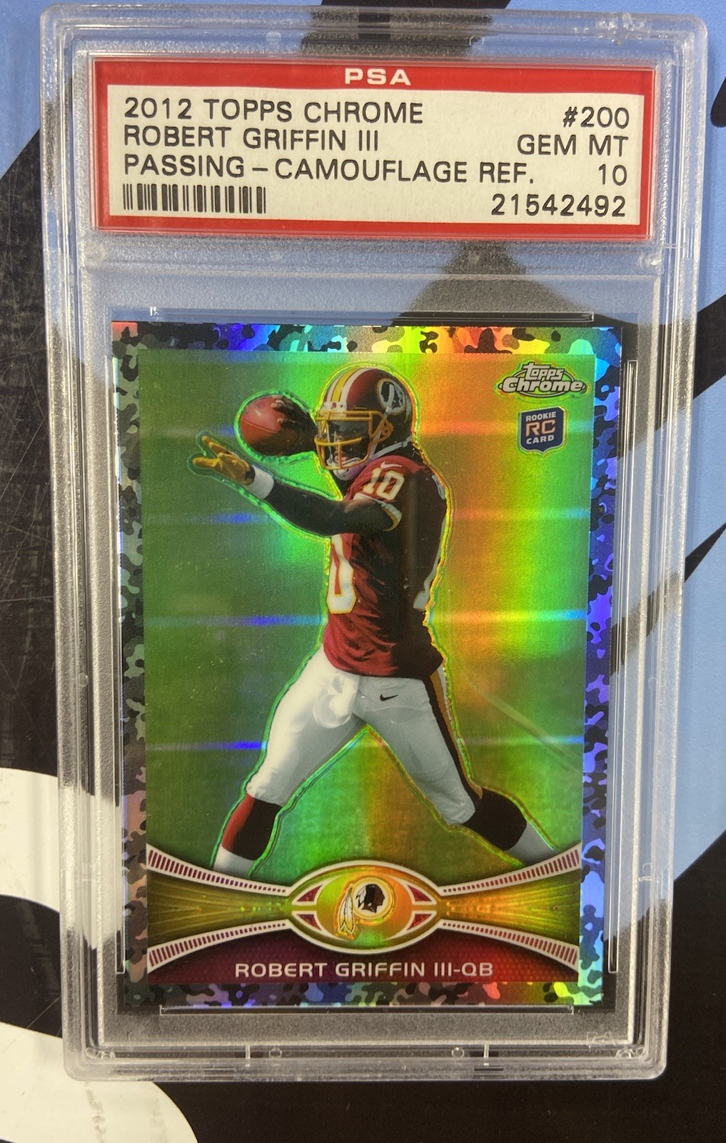 2012 Topps Chrome Camo Refractor /499 Robert Griffin III #200 Rookie RC PSA 10