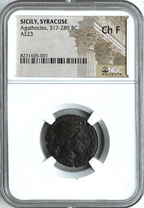 SICILY, SYRACUSE - AGATHOCLES TRIAS - 317-289 BC - NGC CH F - FREE SHIPPING!