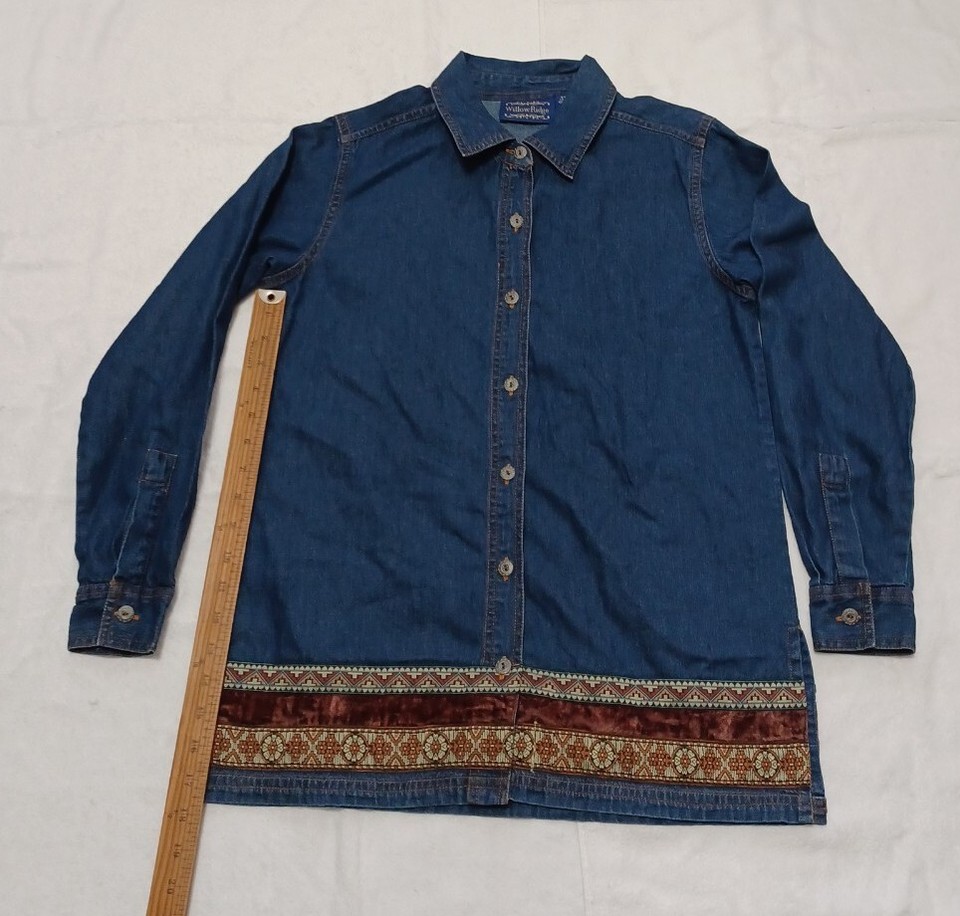 Willow Ridge. Women Long Sleeve Shirt Button Down Blue Jean Jacket