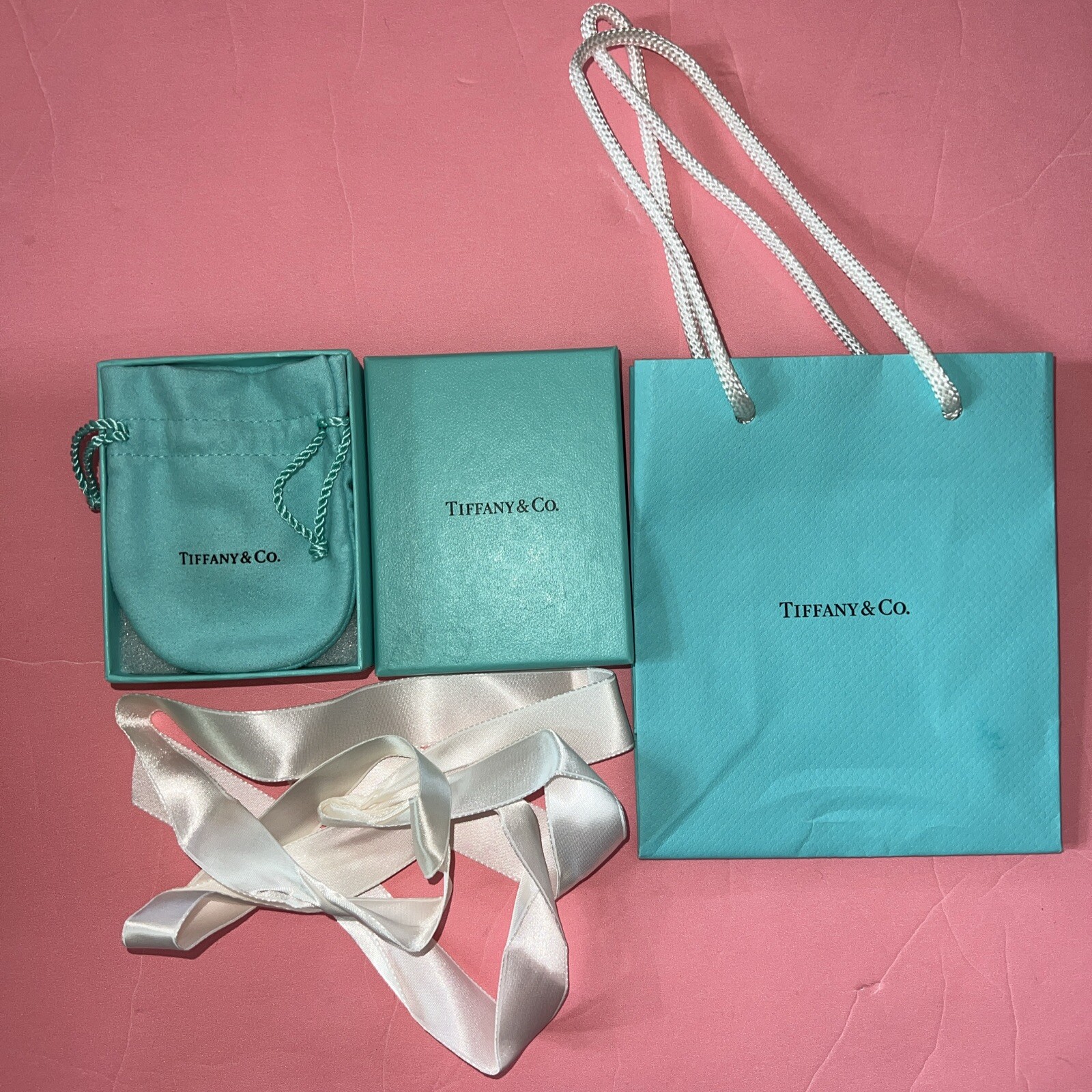 Tiffany & Co. Packaging Empty Blue Gift Box Pouch Bag Ribbon Mint Green