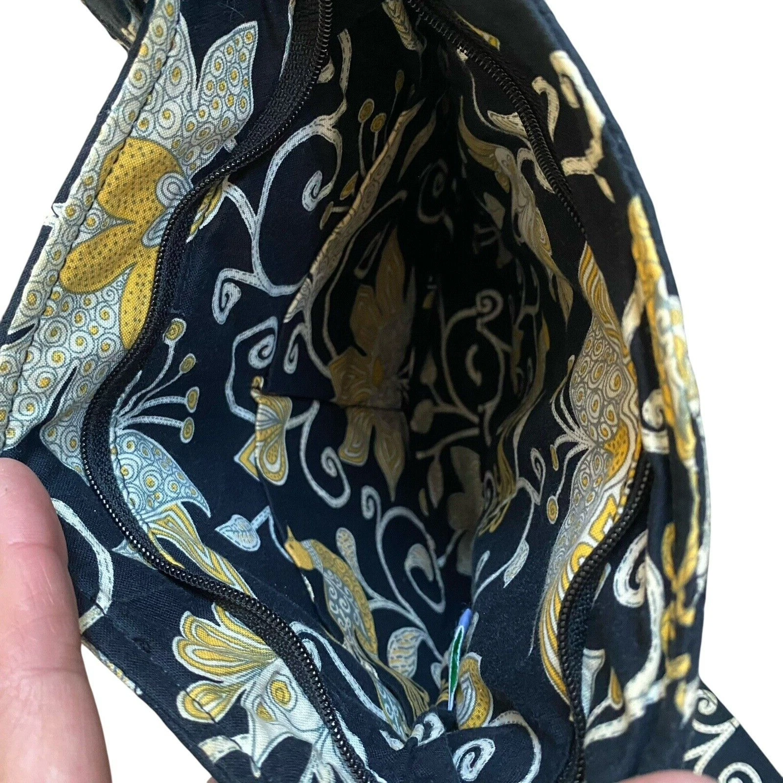 Borsa a tracolla Vera Bradley Hipster nera floreale tracolla regolabile