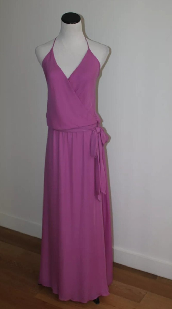 $575.00 New Haute Hippie Halter Maxi Long 100% Silk Lilac Dress Size Medium  | eBay