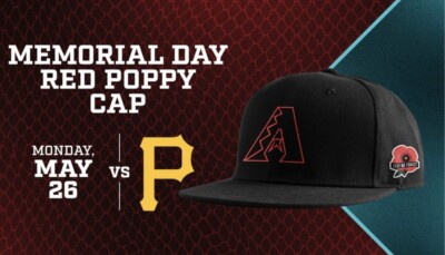 AZ Dbacks Arizona Diamondbacks Memorial Day Red Poppy Cap 