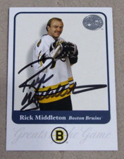 Rick Middleton Hand Signed Autograph Auto 2001-02 Greats of the Game #70