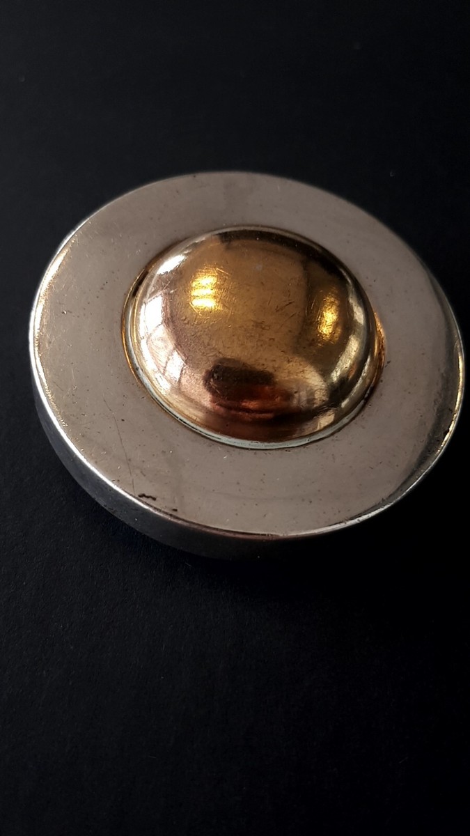 Boucles D'oreille Artiste Design XXe – Signées, Miroir Sorcière Doré – Occasion Bon état