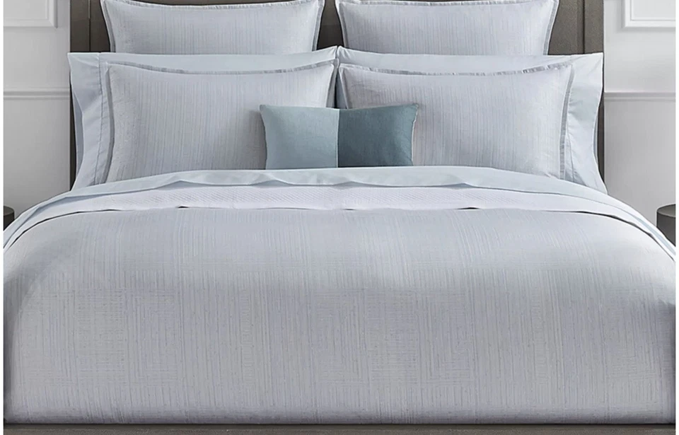 Edredón Sferra Modeli Largo Grapa Algodón Jacquard Completo/Queen Aguamarina Nuevo Foto 3 de 4