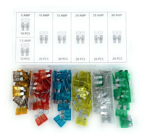 120 Assorted Car Truck Standard Fuses, White Mark - Picture 2 of 10