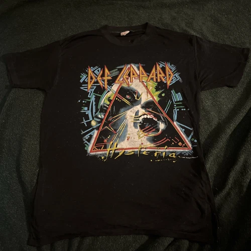 Def Leppard Hysteria Band Concert T-Shirt m USA Tou 1980s vintage concert t-shirt, vintage, single stitch, B+ condition