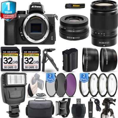 Nikon Z50 Camera +24-200mm Lens +16-50mm Lens +Flash +1yr Warranty