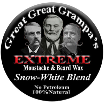 WHITE Mustache & Beard Wax -  ''Snow-white'' Blend - Mild, Medium or Stiff hold