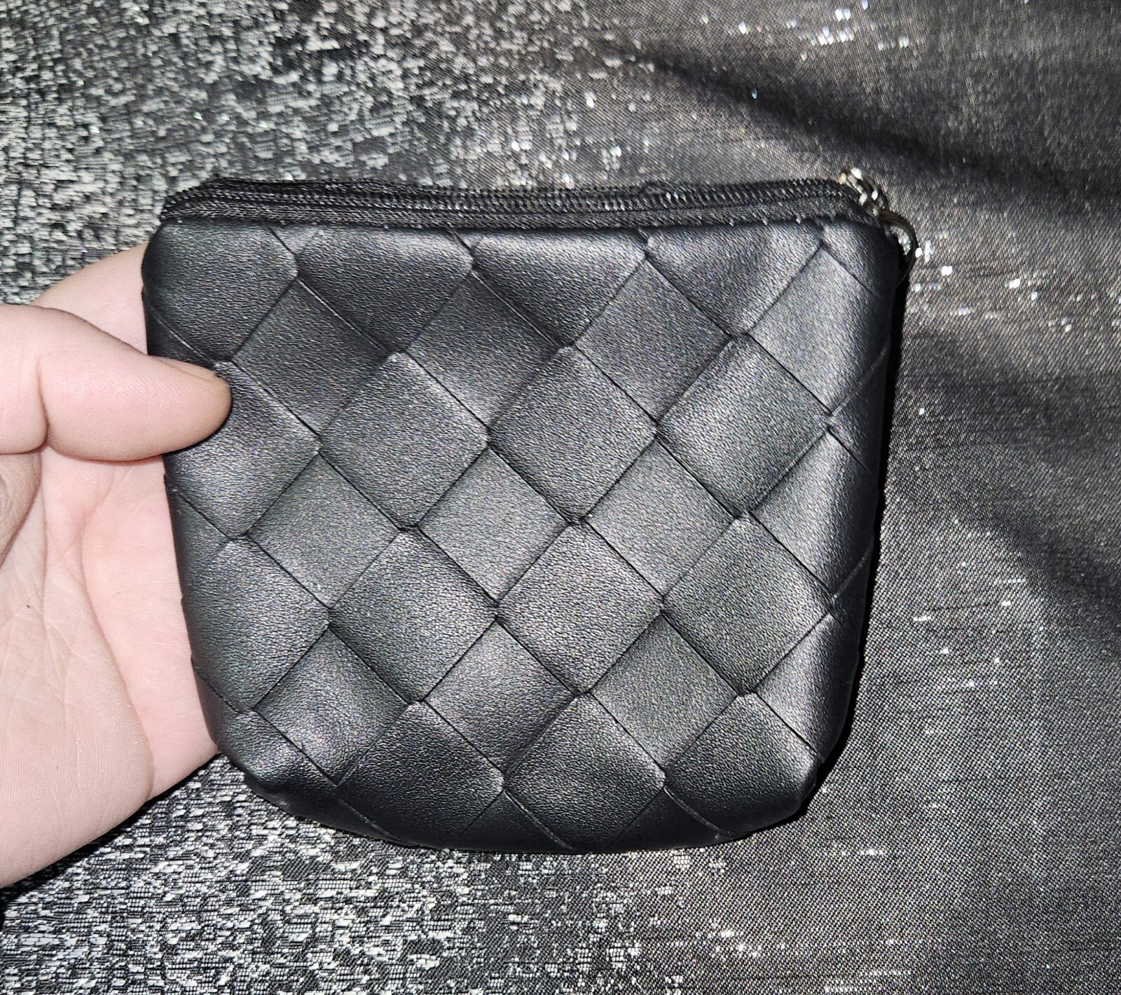 Black Faux Leather Coin Purse/ Pouch With Keychain BNIB