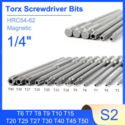 Torx Bit Set T6-T50 Magnetisch mit Stirnloch Schraubendreher Satz 1/4'' Bit