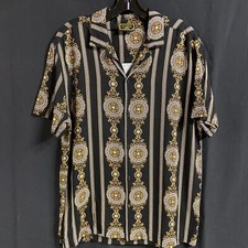 Casa Moda Couture Medium Shirt Casual Summer Trendy Blk Gold 55