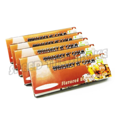 5×50 Sheets WHISKEY N' COLA Flavored Cigarette Rolling Paper 250 Papers 1 1/4