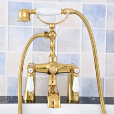 Gold Color Brass Bathroom Claw foot Tub Faucet Mixer Tap Hand Shower stf783