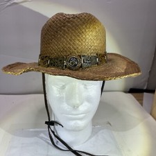 Bullhide Straw Cowboy Hat Straw hat Open Weave Rodeo Rockabilly Womens Medium