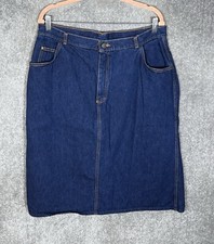Vintage PS Gitano Denim Midi Skirt Womens Size 20 Blue Dark Wash Cotton Pockets