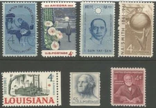 Set of 7 U.S. stamps - Scott 1155, 1171, 1188, 1189, 1192, 1197, 1213 - MNH