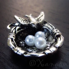 Bird Nest Charms 24mm Antiqued Silver Plated Pendants C5912 - 2, 5 Or 10PCs