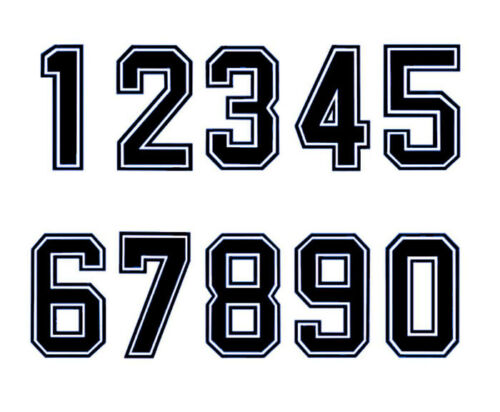 Bold font Iron-On Vinyl Transfer Numbers Football Baseball Jersey Sports T-Shirt - Afbeelding 1 van 6