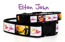 Elton John dog collar Rock N Roll handmade adjustable buckle 1"or 5/8" wide  