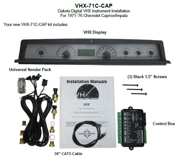 Аналоговая калибровочная система Dakota Digital 1971-76 Chevy Impala Caprice VHX-71C-CAP-K-B - Изображение 4 из 4