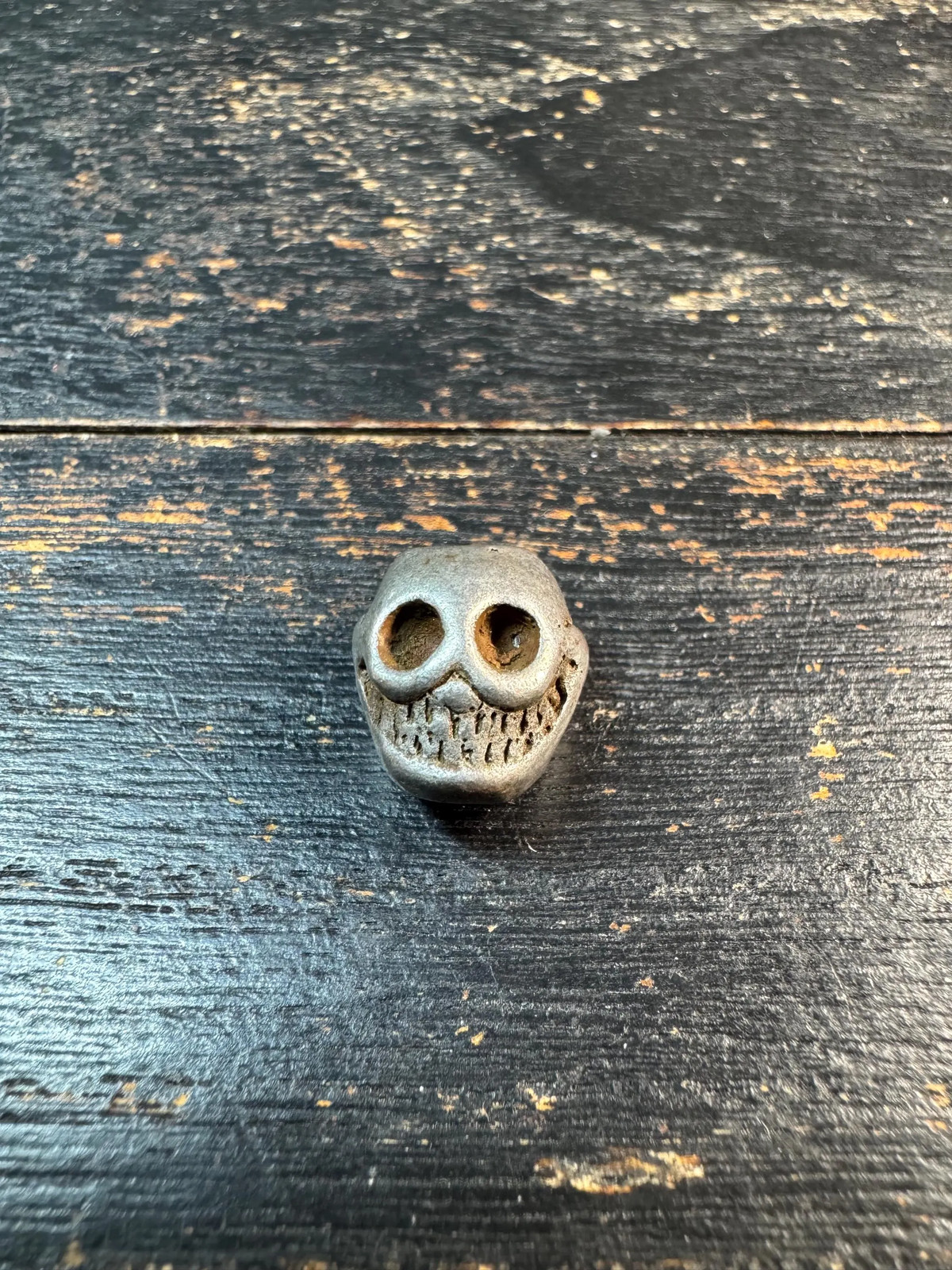 Tibetan Thokcha Iron Chitipati Spacer Bead – Skull Mala Guru Bead – Himalayan T